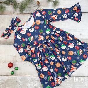 Trim the Tree Blue Christmas Ornament Dress by PETE + LUCY Girls 2T NEW